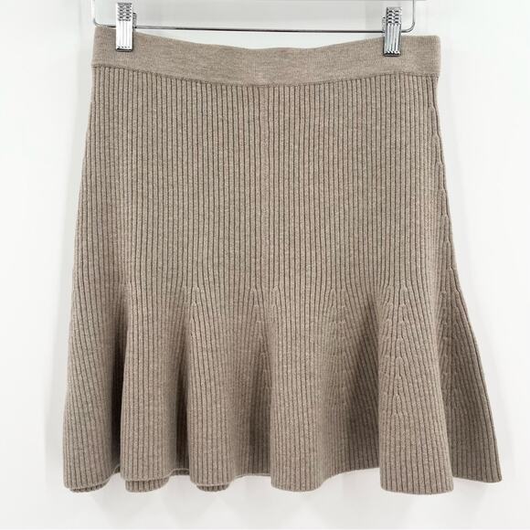TANYA TAYLOR Jennie Knit Skirt Mini Ruffle Hem Stretch Pull...